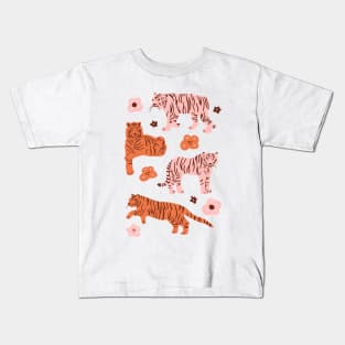 Orange and Pink Tigers Kids T-Shirt